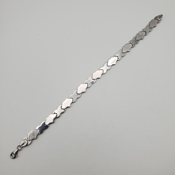 925 Sterling Silver Turkey Vermeil 10K Gold Hugs & Kisses Linked Bracelet 7.25 - Picture 4 of 8